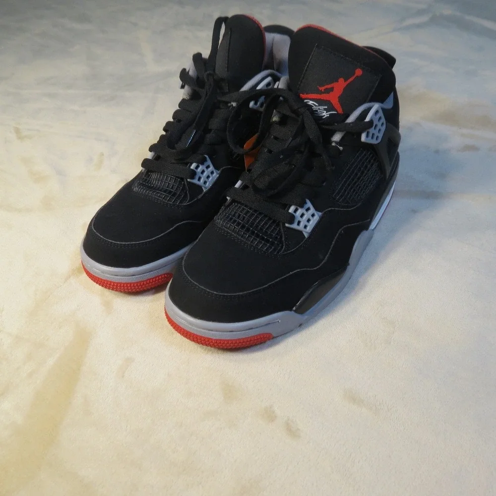 Air Jordan 4 Retro Bred 2019 Black Fire Red Cement Grey 308497-060 Mens 8
